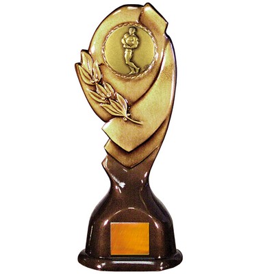 Stock Classic 12" Trophy with a 2" Body Building Coin with Engraving Plate