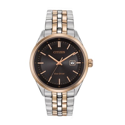 Citizen® Men's Corso Eco-Drive Watch W/ Rose Gold Two-Tone Stainless Steel & Black Dial