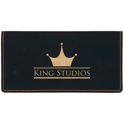 Leatherette Checkbook Cover – Black/Gold