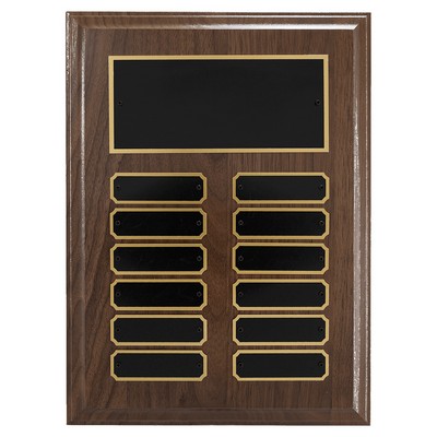 Solid Walnut Perpetual Plaque, 9 x 12", 12 plates