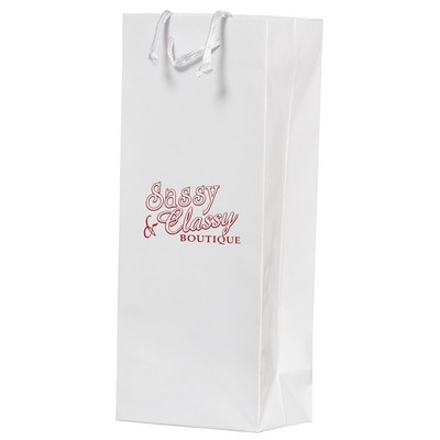 Gloss Laminated White Vino Eurotote (5¼"x3½"x13")