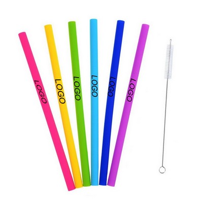 Reusable Silicone Drinking Straw & Cleaning Brush