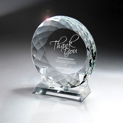 Round Crystal Plate with Crystal Stand (6"x6.25"x2")