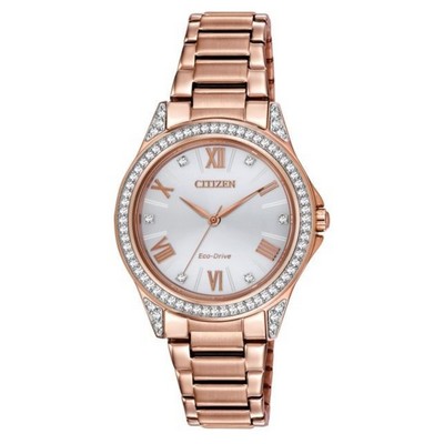 Citizen® Ladies' Drive Pink Gold-Tone W/ Silver Dial & Swarovski® Crystals Watch