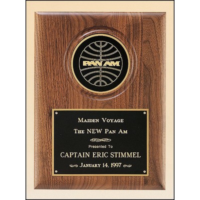 Airflyte® Furniture Finish American Walnut Perpetual Plaque w/4" Brass Disc (9"x 12")