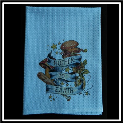 Lt. Blue Waffle Weave Kitchen Towel with Custom Print