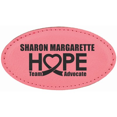 Pink Laser Engraved Leatherette Oval Badge Blank with Magnet (3 1/4" x 1 3/4")