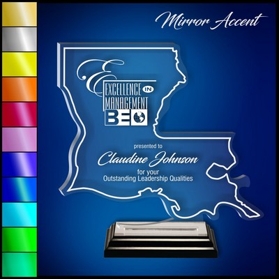 10" Louisiana Clear Acrylic Award with Mirror Accent