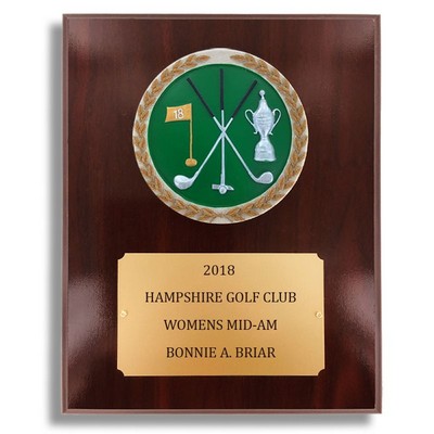 Dark Cherry Walnut Finish Plaque w/Golf Stone Cast Emblem (8" x 10")