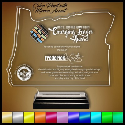 6" Oregon Clear Acrylic Award with Color Print and Mirror Accent
