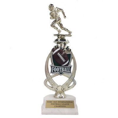 13" Football Trophy Riser w/Figure on Marble Base