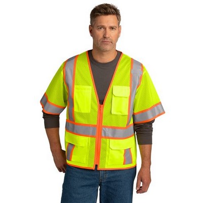 CornerStone ® ANSI 107 Class 3 Surveyor Mesh Zippered Two-Tone Short Sleeve Vest.
