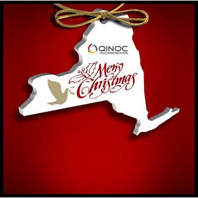 New York Ornament in White Acrylic