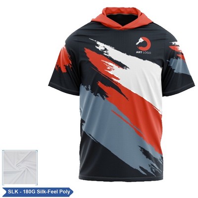 Unisex & Kids' Sublimation Silk-Feel Poly SS Hooded T-Shirt