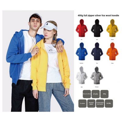 Unisex Stock Heavyweight Full Zip Hoodie - 400 GSM Silver