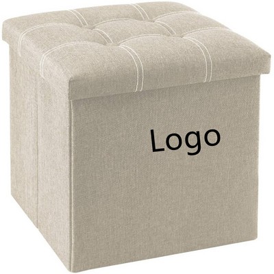 15" Foldable Storage Ottoman Cube Storage Box Footrest Step Stool