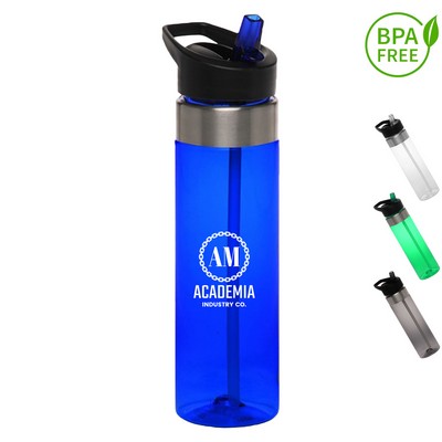 24 oz. BPA Plastic Translucent Sports Bottle w/ Flip-top lid