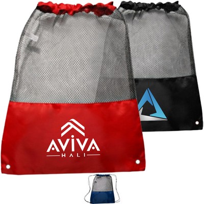 Translucent Mesh Drawstring Backpacks