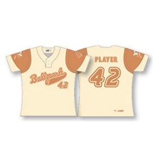 Two Button Up Baseball Jersey w/Color Contrast Shoulders