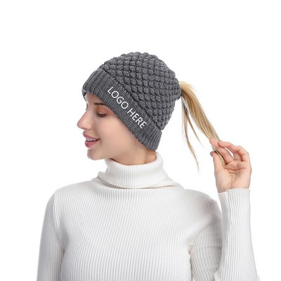 Knit Beanies for Ponytails