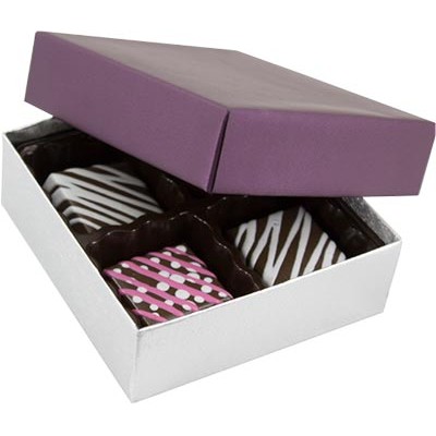 Plum & Silver Silk 2-Tone Candy Box (3 1/2"x3 1/4"x1 1/8")