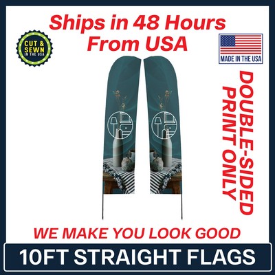 10' Double Sided Premium Straight Flag - Graphic Only - Made in the USA