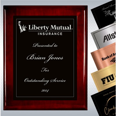 Rosewood Piano Finish Wood Plaque w/Choice of Single Engraved Plate (7" x 9")