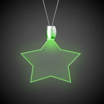 24" Green Star Light-Up Pendant Necklace(Laser Engraved)