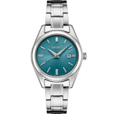 Seiko Ladies' Silver-tone Watch with Teal Blue Dial