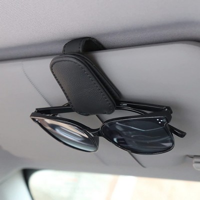 Sunglasses Holders for Car Sun Visor, Magnetic Leather Glasses Eyeglass Hanger Clip for Car