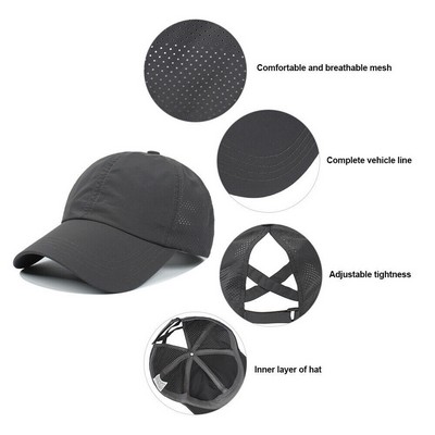 Women Breathable Mesh Ponytail Baseball Cap