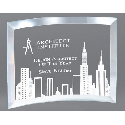 Curved Clear Glass Award, 7"H X 9"W