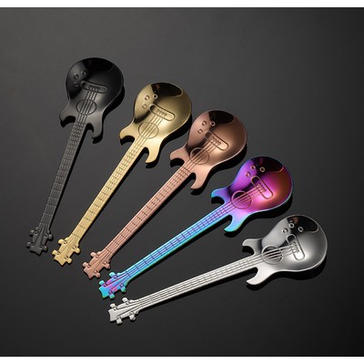 Stainless Steel Spoons Guitar Coffee Teaspoon Cute Demitasse Tea Spoon ( Rose Gold )