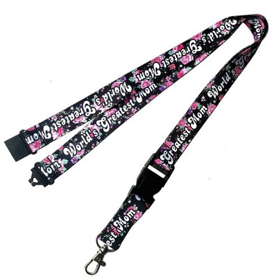 5/8" Full Color Lanyards With Safety Breakaway& Buckle Release