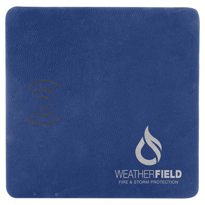 8" x 8" Blue/Silver Leatherette Phone Charging Mat