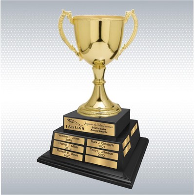 17 1/2" Gold Zinc Cup Perpetual Trophy w/ Header Plate and 24 Name Plates
