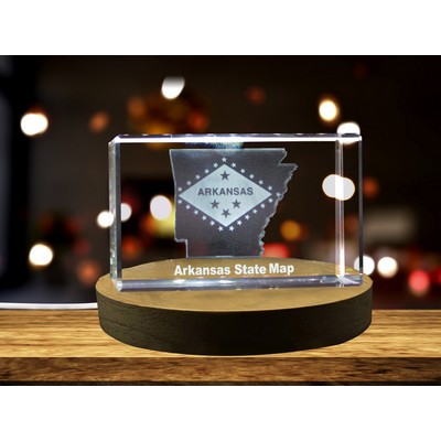Arkansas 3D Engraved Crystal Trophy Award w/LED Base