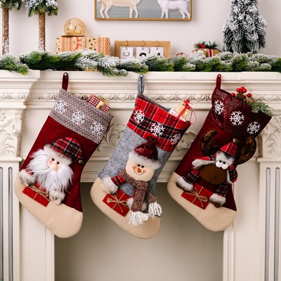 Plush Velvet Christmas Stocking Mantel Decor