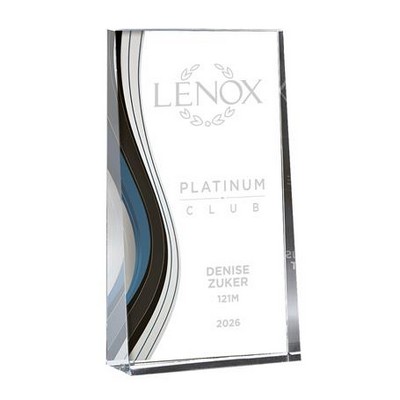 Extra Large Optic Crystal Wedge with Colorful Wave Design (Blue)