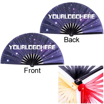 Double Side 13" Bamboo Frame Satin Fabric Kung Fu Clack Fan