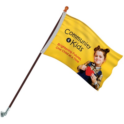 Promotional Flag Kit with 2' x 3' Flag and Silver Bracket