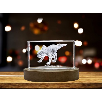 Protoceratops Dinosaur 3D Engraved Crystal Trophy
