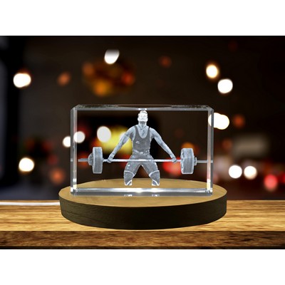Weightlifting Player 3D Engraved Crystal Trophy Award