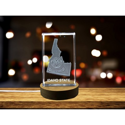 Idaho 3D Engraved Crystal Trophy Award w/LED Base