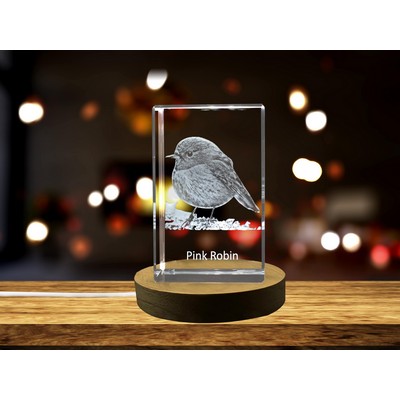 Pink Robin 3D Engraved Crystal Recognition Trophy Award