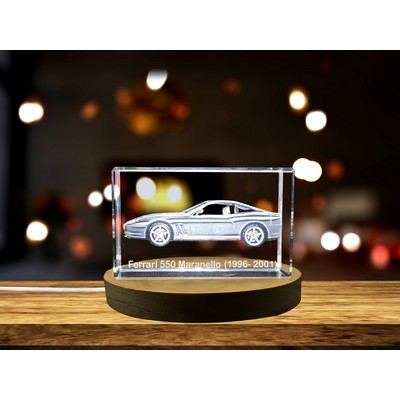 Ferrari 550 Maranello 3D Engraved Crystal Art Piece w/LED Base Light