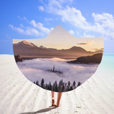 59" x 51" Custom Beach Poncho Towel Swimming Towel#1