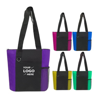 Tote with Multiple Pockets and Zipper Closure