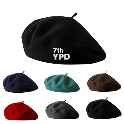 Women Solid Color Wool Beret