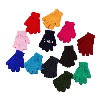 Winter Warm Knitted Gloves with Full Fingers for Kids